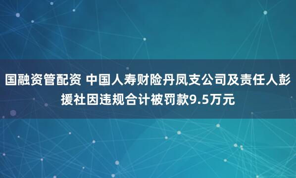 国融资管配资 中国人寿财险丹凤支公司及责任人彭援社因违规合计被罚款9.5万元
