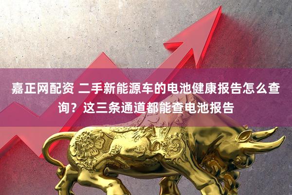 嘉正网配资 二手新能源车的电池健康报告怎么查询？这三条通道都能查电池报告
